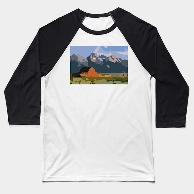 Grand Teton Painting Baseball T-Shirt by gktb